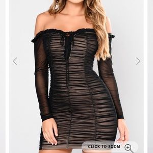 💣 Fashion Nova Black Mesh Ruched Dress 💣